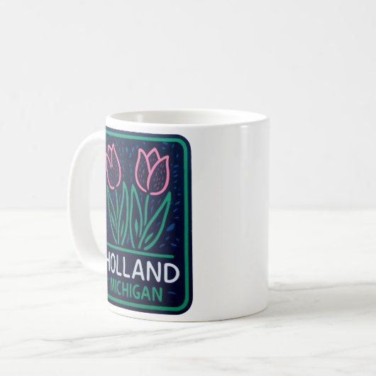 Neon Tulips Holland Michigan Kaffeetasse (Vorderseite Links)