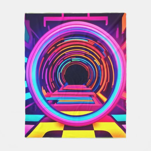 Neon Tunnel Dimensionen Fleecedecke (Vorderseite)