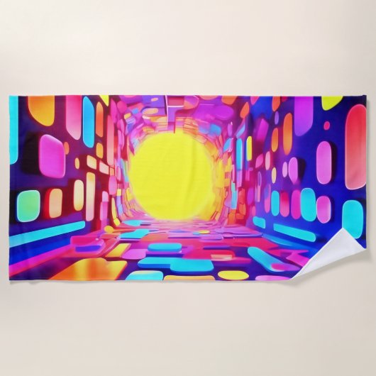 Neon Tunnel: Psychedelische Reise Strandtuch (Vorderseite)