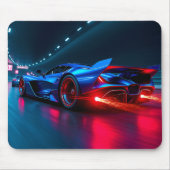 Neon Tunnel Racer: Hochgeschwindigkeits-Hypercar Mousepad (Vorne)