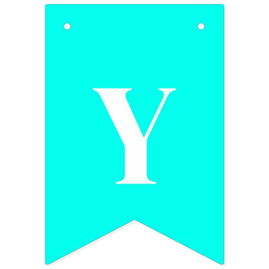 Neon Türkis Solid Color | Benutzerdefiniert Wimpelkette (Zweite Fahne)