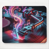 Neon Turntable mit Vinyl Record Mousepad (Vorne)