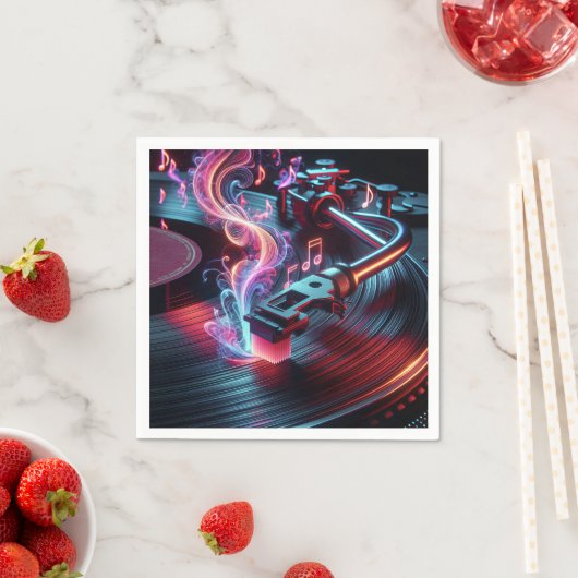Neon Turntable mit Vinyl Record Serviette (Beispiel)