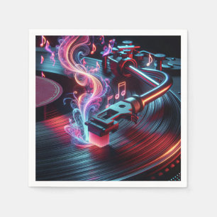 Neon Turntable mit Vinyl Record Serviette