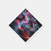 Neon Turntable mit Vinyl Record Serviette (Ecke)