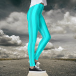 Neon Turquoise und Neon Cyan Cool gestreift Leggings<br><div class="desc">Neon Turquoise und Neon Cyan Cooler Vintag Streifen</div>