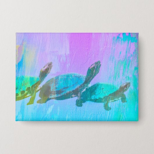 Neon Turtle Button (Vorderseite)