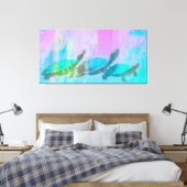 Neon Turtles Glossy Poster Leinwanddruck (Insitu (Schlafzimmer))