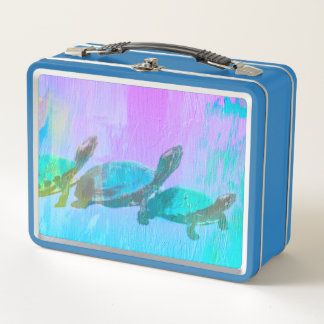 Neon Turtles Metal Lunchbox