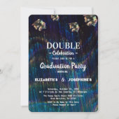 Neon Two Graduates Double Graduation Party 2025 Einladung (Vorderseite)