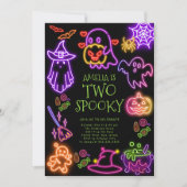 Neon Two Spooky Geburtstagsparty Einladung (Vorderseite)