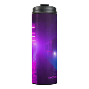 Neon-U-Bahn-Vaporwave-Tasse – Retro-Cyberpunk-Kaff Thermosbecher