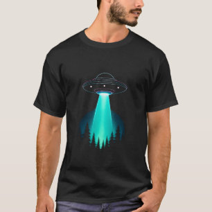 Neon-UFO-Entführung über Kiefernwald T-Shirt