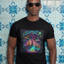 Neon UFO und Alien Scene Psychedelic Art
