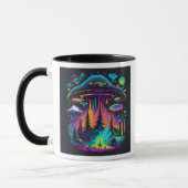 Neon UFO und Alien Scene Psychedelic Art Tasse (Links)
