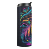 Neon UFO und Alien Scene Psychedelic Art Thermosbecher (Nach links gedreht)