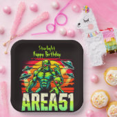 Neon UFOs Hover über Fläche 51 Pappteller (Party)