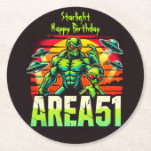 Neon UFOs Hover über Fläche 51 Runder Pappuntersetzer (Vorderseite)