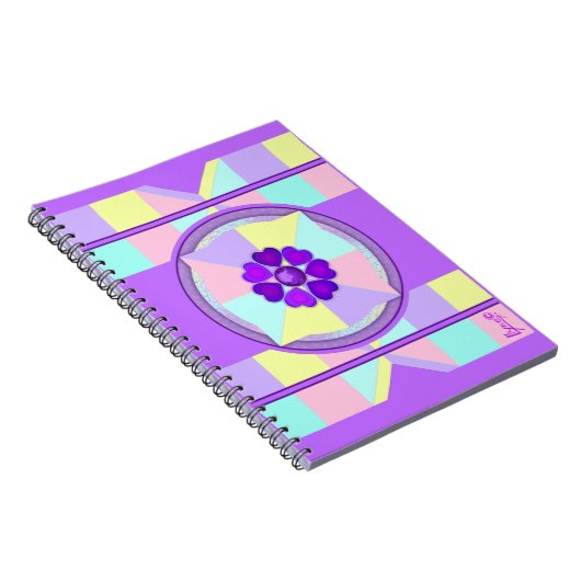 NEON und lila Herzen schlagen Notizblock (Rechte Seite)