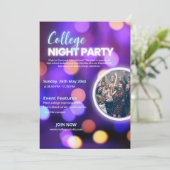 Neon Uni Night Party Einladung, Einladung (Stehend Vorderseite)