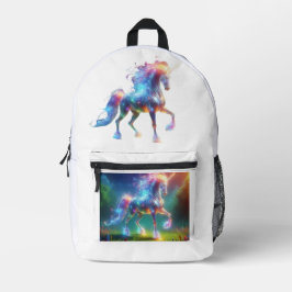 Neon Unicorn Art – Glowing Fantasy Horse Rainbow Bedruckter Rucksack
