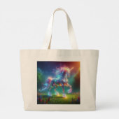 Neon Unicorn Art – Glowing Fantasy Horse Rainbow Jumbo Stoffbeutel (Rückseite)