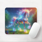 Neon Unicorn Art – Glowing Fantasy Horse Rainbow Mousepad (Mit Mouse)