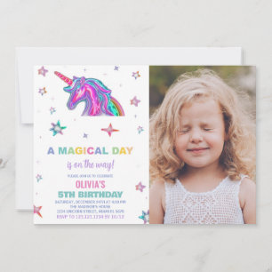 Neon Unicorn Einladung zum Foto