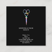 Neon Unicorn Holographic Friseur Quadratische Visitenkarte (Rückseite)