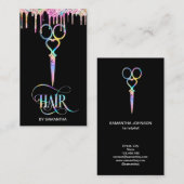 Neon Unicorn Holographic Friseur Visitenkarte (Vorne/Hinten)