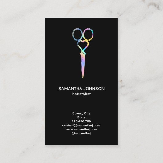 Neon Unicorn Holographic Friseur Visitenkarte (Rückseite)