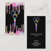 Neon Unicorn Holographic Friseur Visitenkarte (Vorne/Hinten)