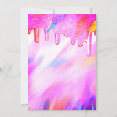 Neon Unicorn Holographic Glitzer Tropfen Quinceañe Einladung (Rückseite)