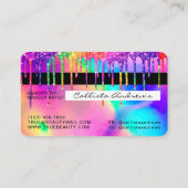 Neon Unicorn Holographic Glitzer Tropfens Credit Visitenkarte (Rückseite)