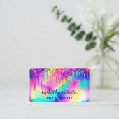 Neon Unicorn Holographic Glitzer Tropfens Lashes Visitenkarte (Stehend Vorderseite)
