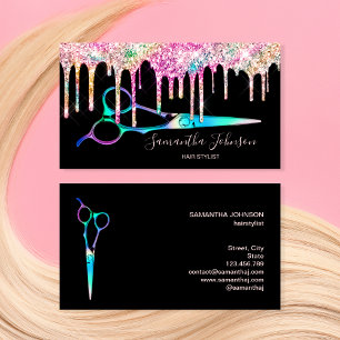 Neon Unicorn Holographic Hairstylist Friseur B Visitenkarte
