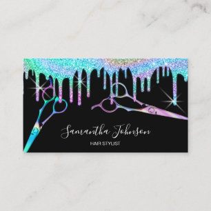Neon Unicorn Holographic Hairstylist Friseur B Visitenkarte