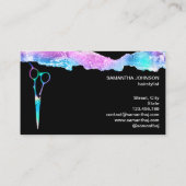 Neon Unicorn Holographic Hairstylist Friseur B Visitenkarte (Rückseite)