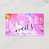 Neon Unicorn Holographic Thick Glitzer Tropfens Na Visitenkarte (Vorderseite)