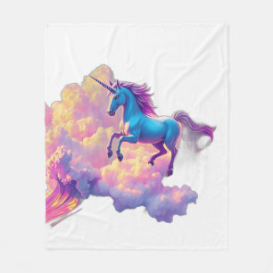Neon Unicorn mit eiternden Wolken Fleecedecke