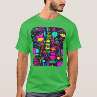 Neon-UV-Stil Vintage 80er Retro-Mädchen T-Shirt