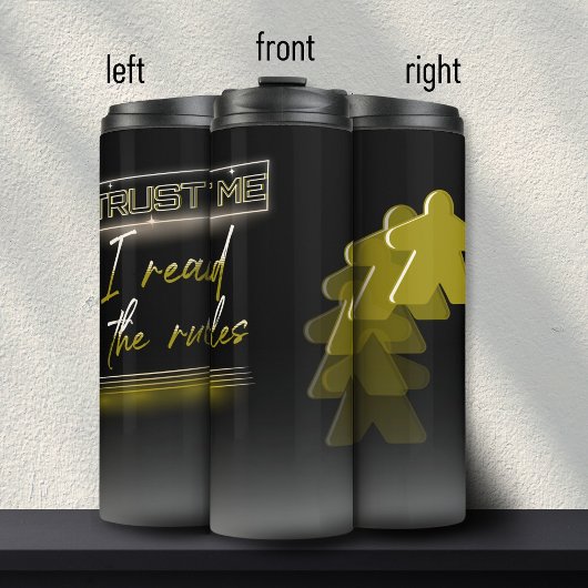 Neon Vaporwave Meeple Yellow Board Game Geek Thermosbecher