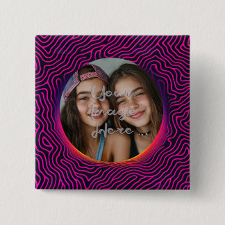 Neon Vaporwave Swirf Benutzerdefinierter Foto-Rahm Button