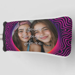 Neon Vaporwave Swirf Benutzerdefinierter Foto-Rahm Golf Headcover