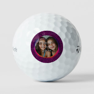 Neon Vaporwave Swirf Benutzerdefinierter Foto-Rahm Golfball