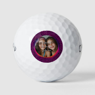 Neon Vaporwave Swirf Benutzerdefinierter Foto-Rahm Golfball