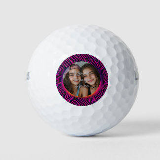 Neon Vaporwave Swirf Benutzerdefinierter Foto-Rahm Golfball