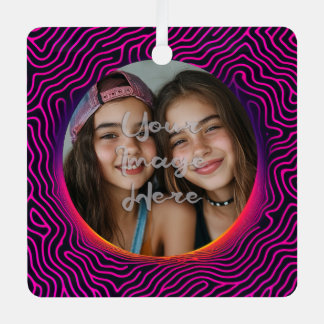 Neon Vaporwave Swirf Benutzerdefinierter Foto-Rahm Ornament Aus Metall