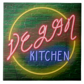 Neon Vegan Kitchen Sign Fliese (Vorderseite)