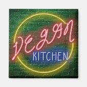 Neon Vegan Kitchen Sign Magnet (Vorne)